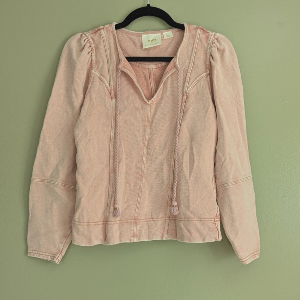 Anthropologie Maeve Jeanne Puff Sleeve Pullover Sweatshirt Size: S